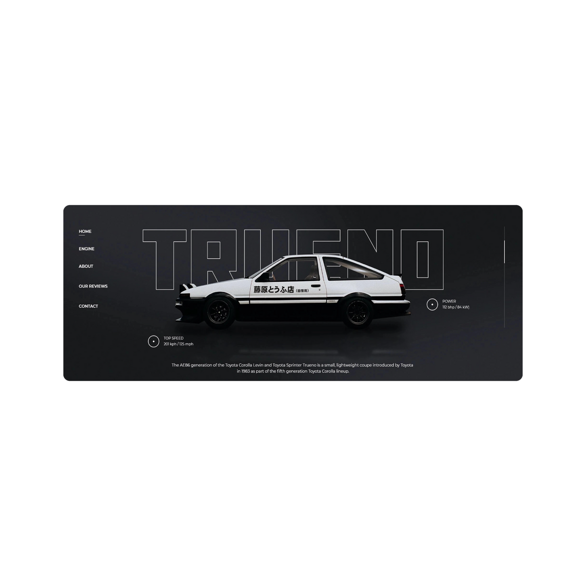 Mousepad Toyota AE86 Main Menu 80x30 Classic | Custom